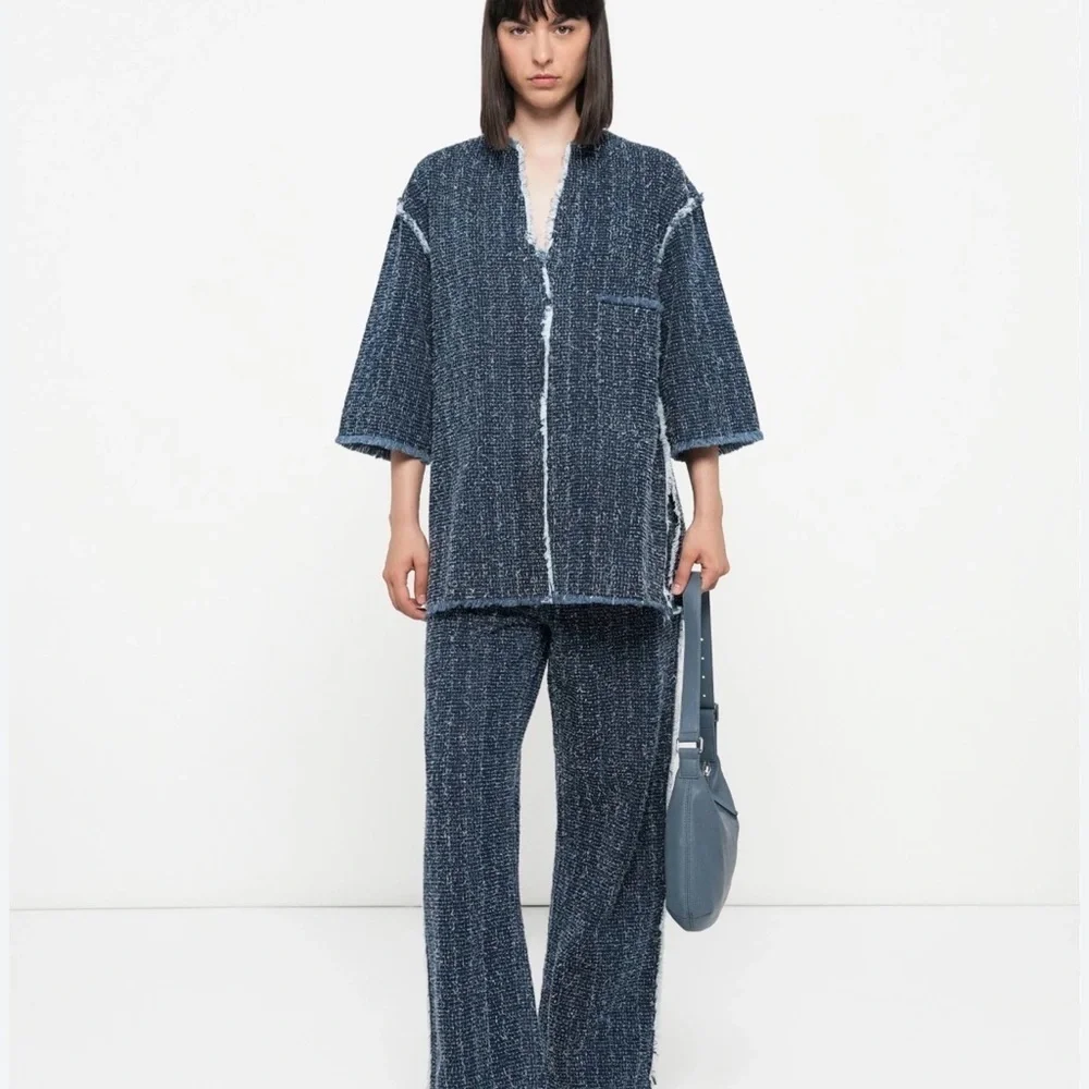 Day Birger et Mikkelsen Oversized Denim Tunic Top Deep V-Neck 100% Cotton